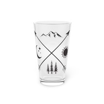 Personalized 16oz Pint Glass W/Custom Print Design: Nature&#39;s Elements Motif - £23.00 GBP