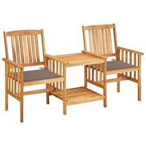 vidaXL Patio Chairs with Tea Table and Cushions Solid Acacia Wood - £196.10 GBP