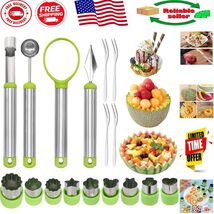 Versatile Stainless Steel Melon Baller Set: 17 Piece Fruit and Veggie Tools - $455.80 MXN