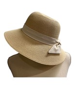 FURTALK Womens M Beach Sun Straw Hat Tan Ivory Band UPF50 Travel Foldabl... - $18.49