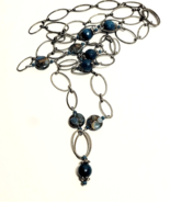 Vintage Costume Handmade Necklace Maine 40&quot; Chain Stone Beaded B65 - $29.47 CAD