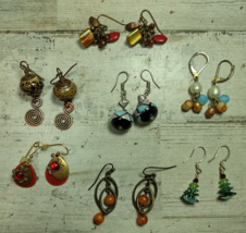 Lot of 7 Pairs Vintage Dangle Pierced Earrings Stone Glass Bead Cabochon... - $16.65