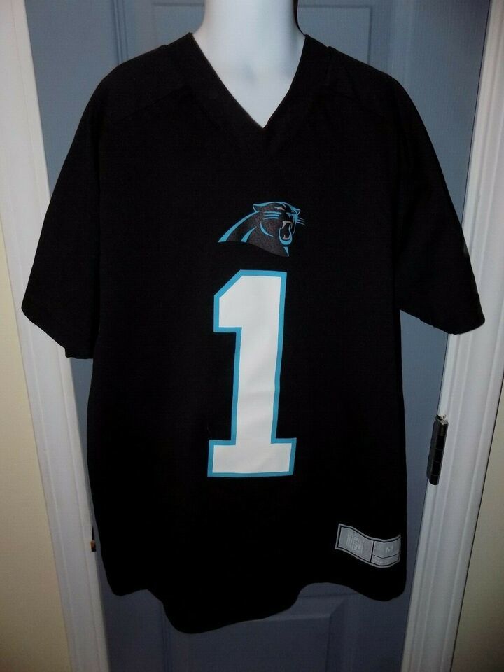 NFL TEAM APPAREL Cam Newton Carolina Panthers #1 Black Short Sleeve Shirt Size M - $16.79