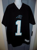 NFL TEAM APPAREL Cam Newton Carolina Panthers #1 Black Short Sleeve Shir... - £13.38 GBP