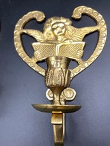 Candle Sconce x2 brass, christmas cherub with song book, VTG 1970s India - £32.20 GBP