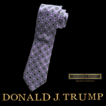 Donald Trump Signature Collection Necktie Purple Black Silk w/ Tie Gift ... - $49.99
