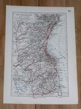 1899 Original Antique Map Of Southern Brazil / South America - £18.75 GBP