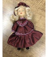 Vintage 7&quot; Porcelain String Jointed Blonde Girl Doll - £19.67 GBP