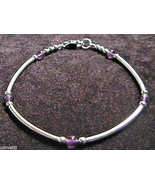 Amethyst &amp; Sterling Silver Tube Style Bracelet 925 SS 6.5&quot;, 7&quot;, 7.5&quot; or 8&quot; - £14.99 GBP+