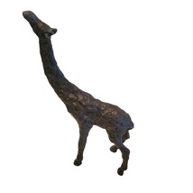 Vtg Iron Giraffe Statue Figurine Very Heavy 12” FREE SHIPPING Primitive Magnetic - £30.67 GBP