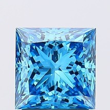Blue PRINCESS Fancy Vivid Blue 1.74 Cts VS2 Lab Grown CVD Diamond for Ring - $648.47