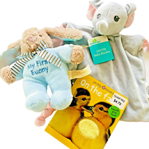 3 Easter Baby Blue My First Bunny Rabbit Elephant Blanket Lovely Touch Feel Book - $10.95