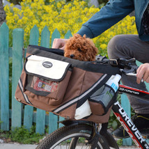 Pet Bicycle Carrier Cat Dog Bicycle Bag Bike Removable Basket Handlebar Front Ba - £39.68 GBP+