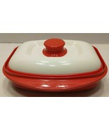 RANGE MATE MICROWAVE GRILL pan steaks RED/WHITE RECTANGULAR covered dish - £25.05 GBP