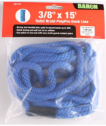 Baron 3/8” x 15’ Solid Braid Blue Poly Pro Dock Line Rope Boating #92119 - $9.99