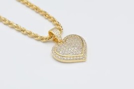 2CT Round Cut Simulated Diamond Women Heart Pendant 14K Yellow Gold Plated - £101.98 GBP