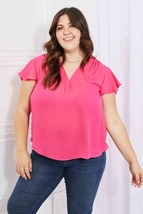 Sew In Love Just For You Full Size Short Ruffled Sleeve Length Top in Hot Pink - £23.49 GBP