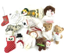 Christmas Ornament Lot of 14 Angel Swan Teddy Bear Gingerbread Home Made  - £11.58 GBP