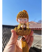 Hand Crocheted Little Buddha Lotus Amulet Spiritual Peace Tassel Charm Ornament - $96.98