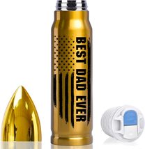 NEW Best Dad Ever American Flag Gold Bullet Insulated Travel Tumbler 17 oz steel - £10.11 GBP