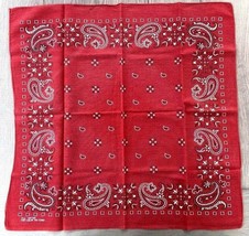 2 Vintage RED Bandanas Paisley Fast Color RN13960 Handkerchief Selvedge - $36.79