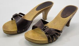 BG) Vintage Lower East Side Woman Wooden Heels Buckle Sandal Shoes Size 8 - $19.79