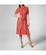 L.K. BENNETT WOMENS SIZE 14 EVE CRANBERRY SHORT SLEEVE SILK  METALLIC DR... - €136,46 EUR