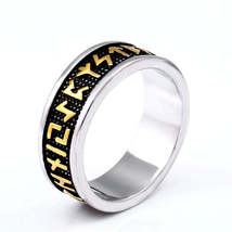 Classic / Retro, Gold, Stainless Steel, Norse / Viking / Rune Theme Ring - £14.41 GBP