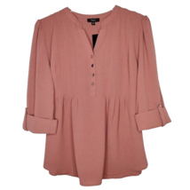 NWT Cocomo Plus Size 2X Pink Blush Pintuck 3/4 Sleeve Blouse Top - £28.16 GBP