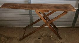 Antique Primitive Wood Ironing Board Folding Hand Crafted 54" Long - $99.99
