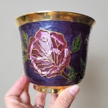 Vintage Metal Brass Heavy floral Planter Enamel Design Home Decor made in India  - £31.02 GBP