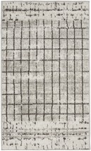 2' X 4' Ivory And Grey Abstract Power Loom Distressed Non Skid Area Rug - $824.68 MXN
