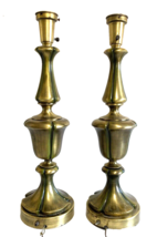 Pair Table Lamp Brass Mid Century Modern Hollywood Regency Urn Trophy 24&quot; inches - £50.72 GBP