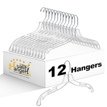 Clear Hangers 12 Pack - Crystal Hangers For Clothes - Durable Plastic Hanger Set - £23.90 GBP