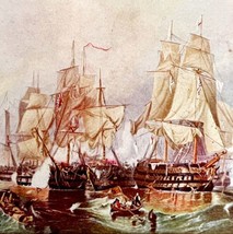 Trafalgar Naval Battle 1902 Color Plate Nautical Art Emerson History Print DWV8A - $29.99