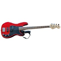 Fender Squier P BASS Guitar Red and Black Affinity Series 4 Stings with Cord - £190.24 GBP