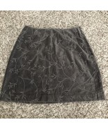J Crew Embroidered Floral Velvet Mini Skirt Gray hidden side zipper size 0 - $319.69 MXN