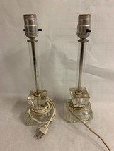 Vintage Set of 2 Glass Lamps - Working! Made from Vintage Ashtrays and Candle... - £54.48 GBP
