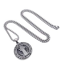 Zhubobo Saint St Benedict Medal Necklace Pendant Stainless - $60.48 CAD