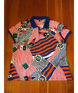 Womens Lauren Ralph Lauren Colorful Nautical Print Graphic Polo Shirt Si... - £18.96 GBP