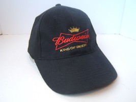 Budweiser King of Beers Hat Black Bud Beer One Size Stretch Fit Baseball Cap - £11.37 GBP