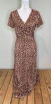 DE collection women’s short Sleeve Cheetah print maxi dress Size M brown N1 - £15.32 GBP