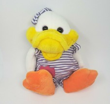 17&quot; Vintage 1992 Commonwealth White Girl Duck Flower Stuffed Animal Plush Toy - £33.62 GBP