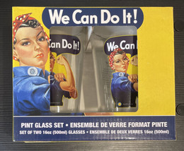 Rosie The Riveter &quot;We Can Do It!&quot; Set Of 2 Pint Glasses 16 oz- Smithsonian - New - £23.85 GBP