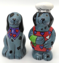 Dogzilla Salt &amp; Pepper Shakers Chef Dogs By Candace Reiter Designs - £18.92 GBP