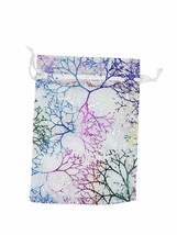 5 Rainbow Tree Print White Organza Gift Bags Party Favor Metallic Drawstring 5&quot; - £2.76 GBP