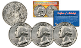 1976 S Mint Washington Bicentennial Quarter Gem BU Silver COA &amp; CAPSULE - QTY 3 - £26.26 GBP