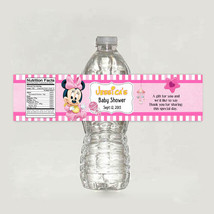 Digital Personalized Baby Minnie Mouse Baby Shower water bottle label - $4.00