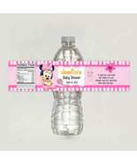 Digital Personalized Baby Minnie Mouse Baby Shower water bottle label - £3.16 GBP