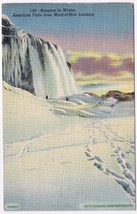 Postcard Niagara Falls In Winter American Falls From Maid Of Mist Landing - $2.75